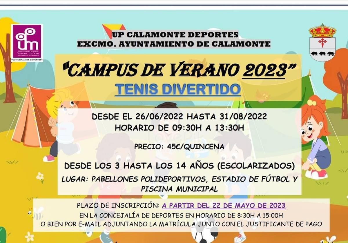 Los pequeños de Calamonte disfrutarán este año del campus de verano 'Tenis Divertido'