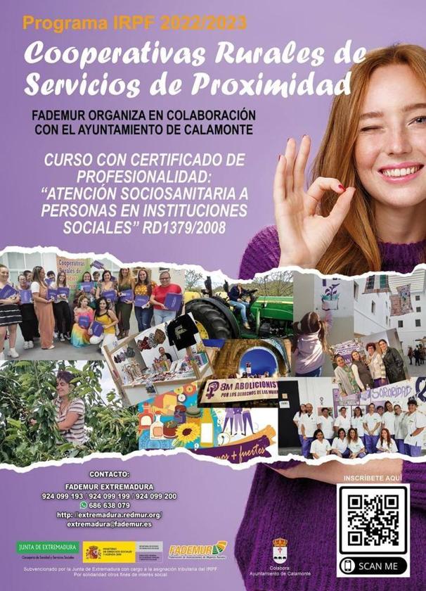 FADEMUR y el Ayuntamiento de Calamonte organizan un curso de Atención Sociosanitaria a Personas en Instituciones Sociales