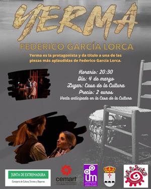 La Casa de Cultura acoge la representación de Yerma, de Federico García Lorca