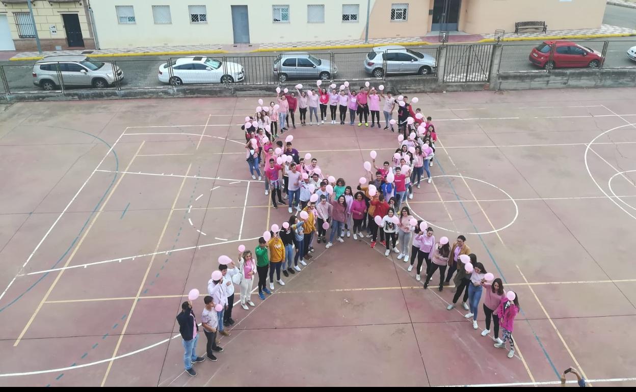 Los alumnos del instituto muestran su cara más solidaria en la lucha contra el cáncer de mama