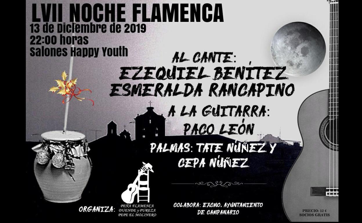 Los cantaores Ezequiel Benítez y Esmeralda Rancapino pondrán calor a la Noche Flamenca de Diciembre este viernes