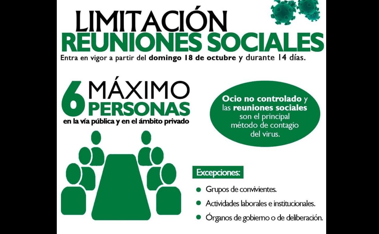 Desde mañana se limita las reuniones sociales a un máximo de seis personas en el ámbito público y en el privado