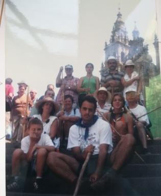 Peregrinos en la Plaza del Obradoiro en 1998. 