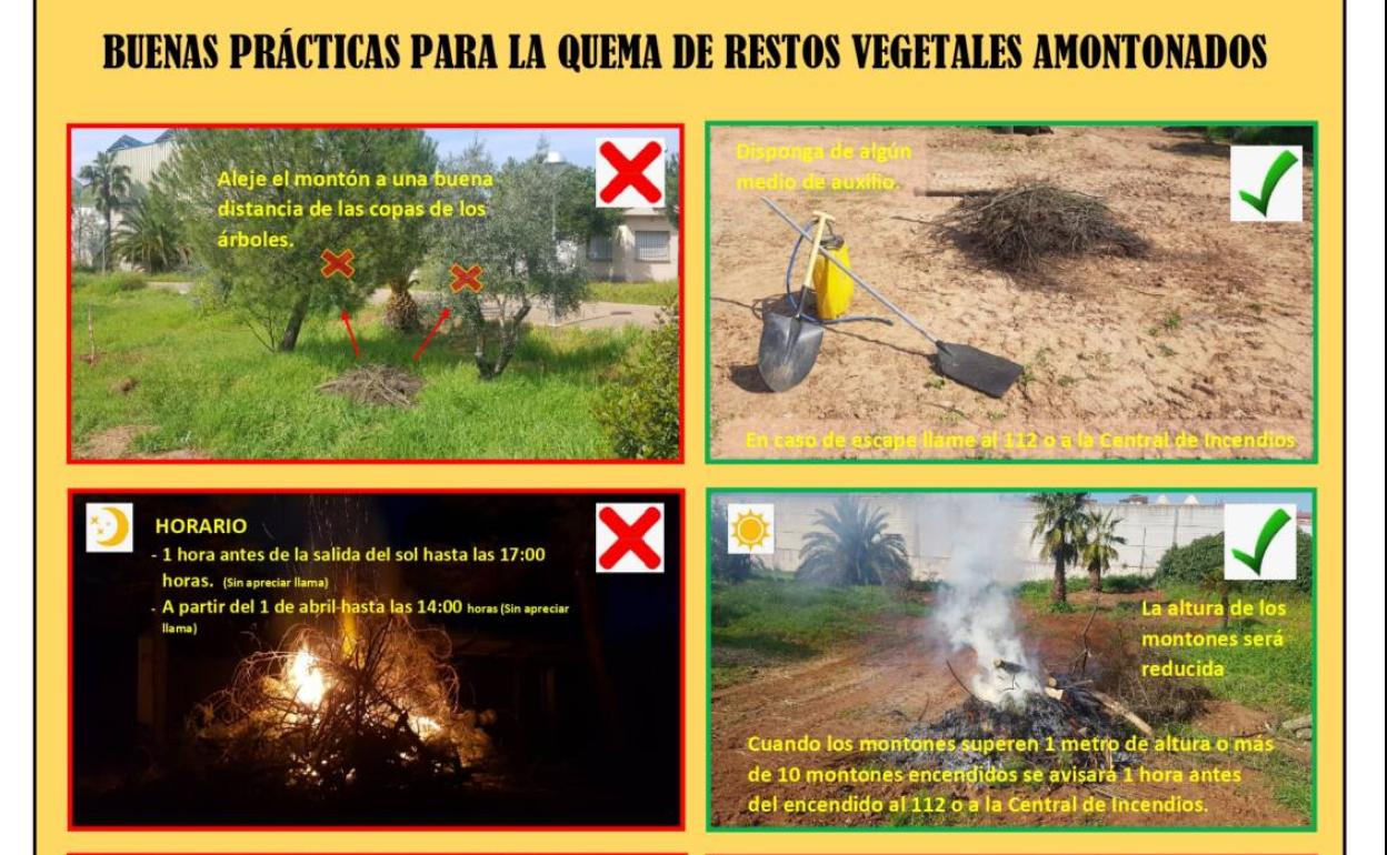 Se insta a seguir las recomendaciones para la quema de restos vegetales sin riesgo