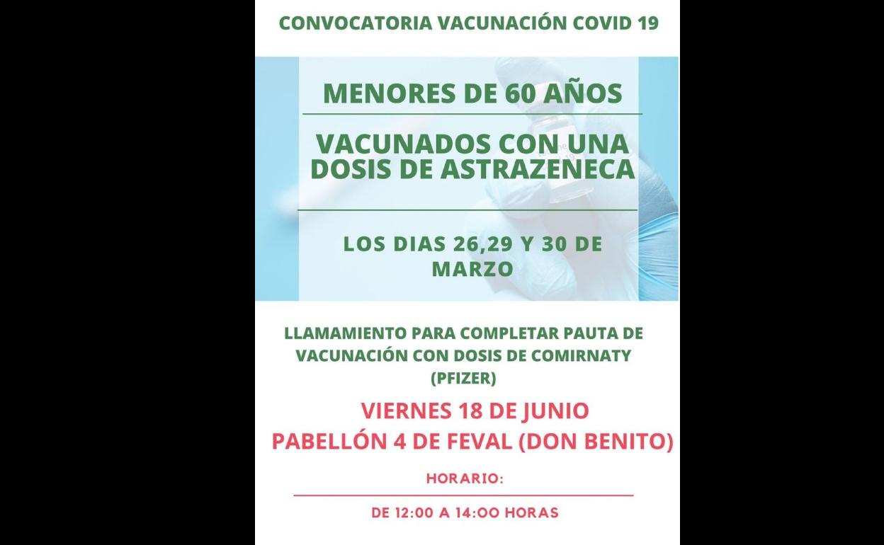 Llamamiento a los menores de 60 años vacunados en marzo con AstraZeneca