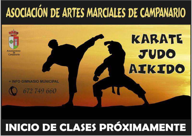 La Asociación de Artes Marciales impartirá en Campanario kárate, judo y aikido