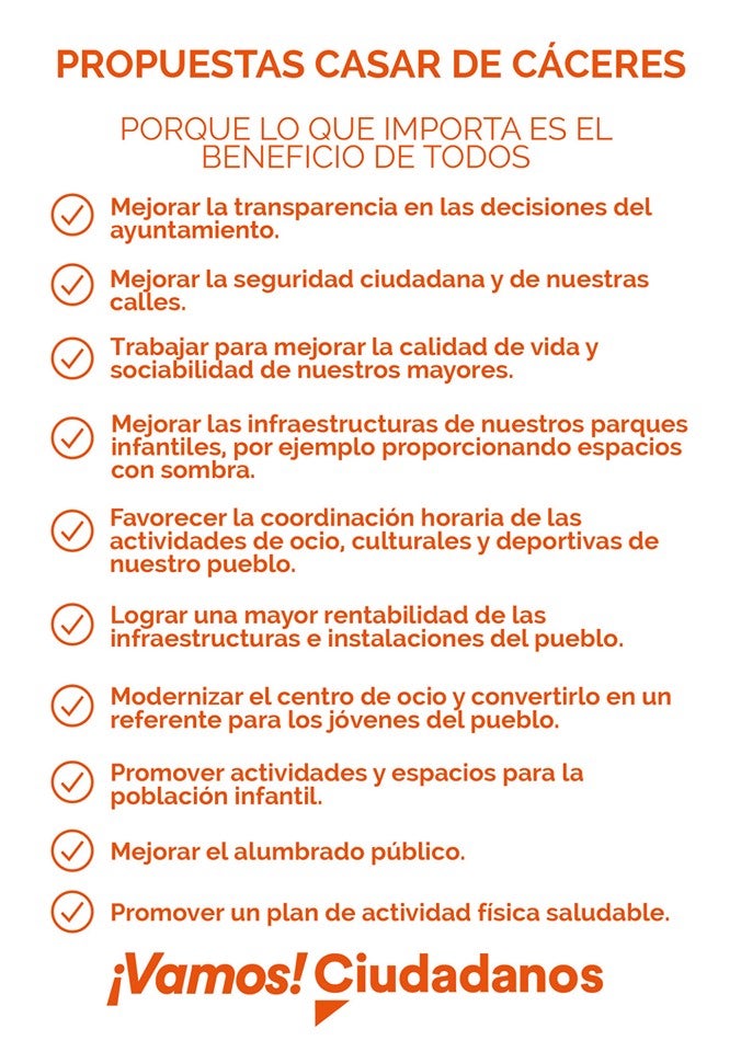 Ciudadanos lanza 10 propuestas que dará a conocer a pie de calle