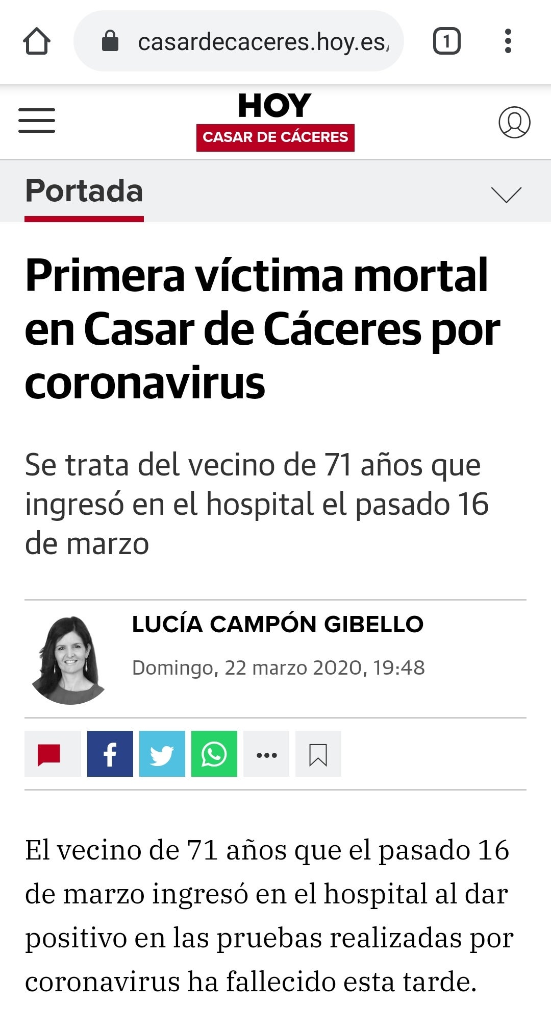 HOY Casar de Cáceres se convierte en referente informativo durante la crisis del coronavirus