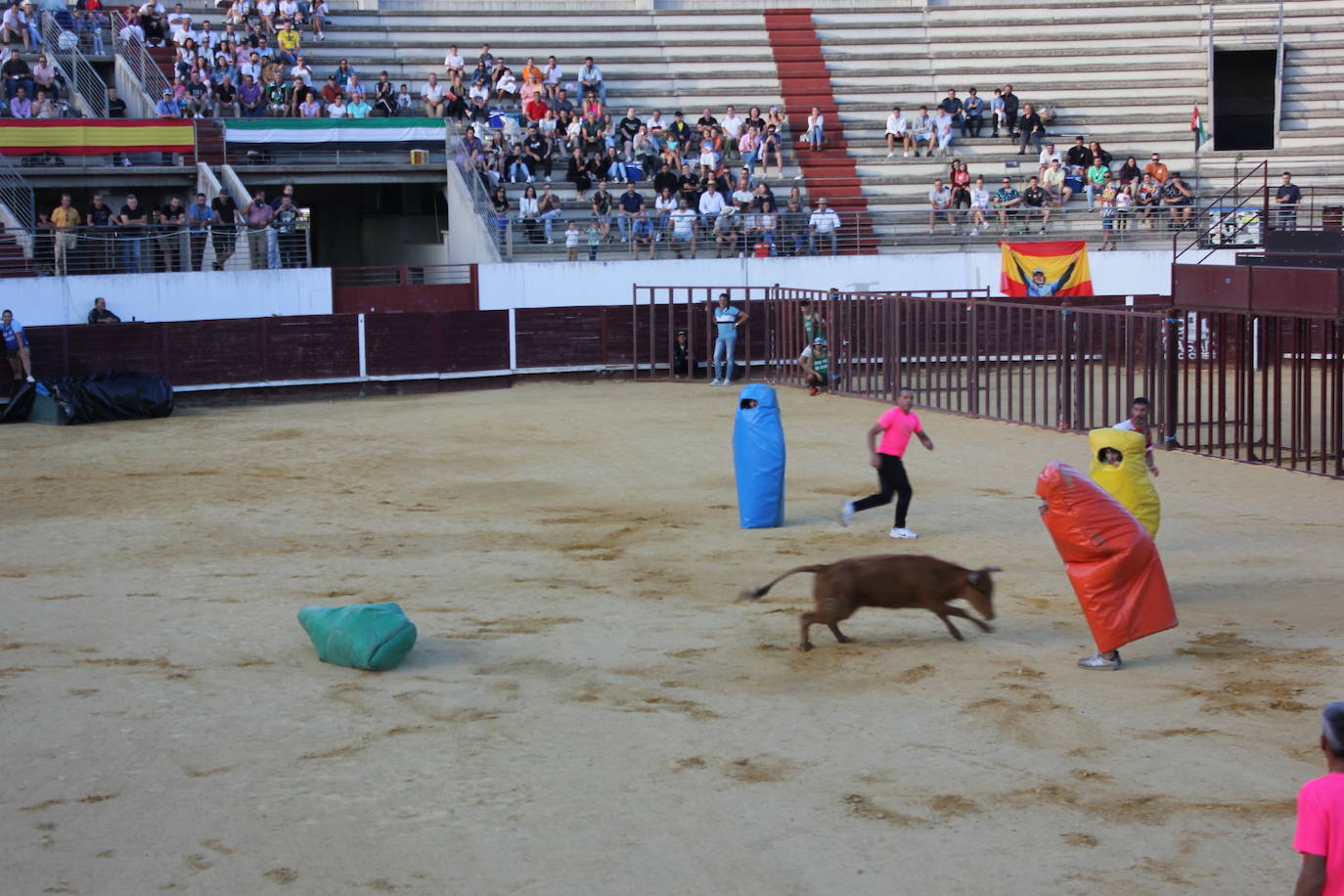 Imagen principal - Media plaza de toros abarrotada para disfrutar de los festejos populares