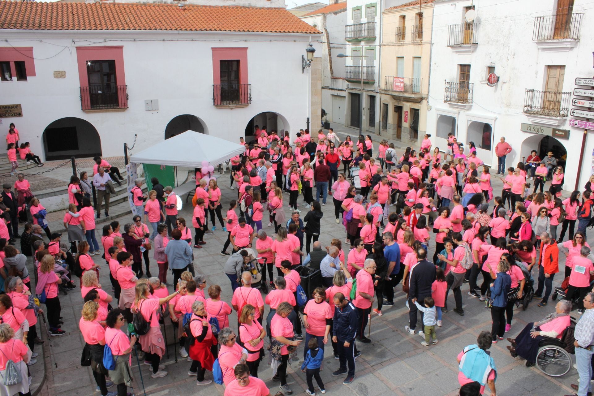 Una marea rosa recorre las calles y vías de la localidad para apoyar la lucha contra el cáncer