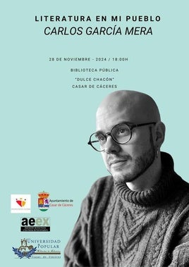 Carlos García Mera será el escritor que participará en el encuentro 'Literatura en mi pueblo'