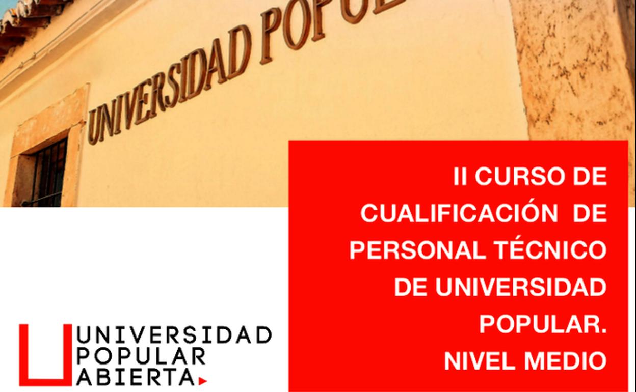 Cartel del II curso de cualificación de personal técnico de Universidad Popular 