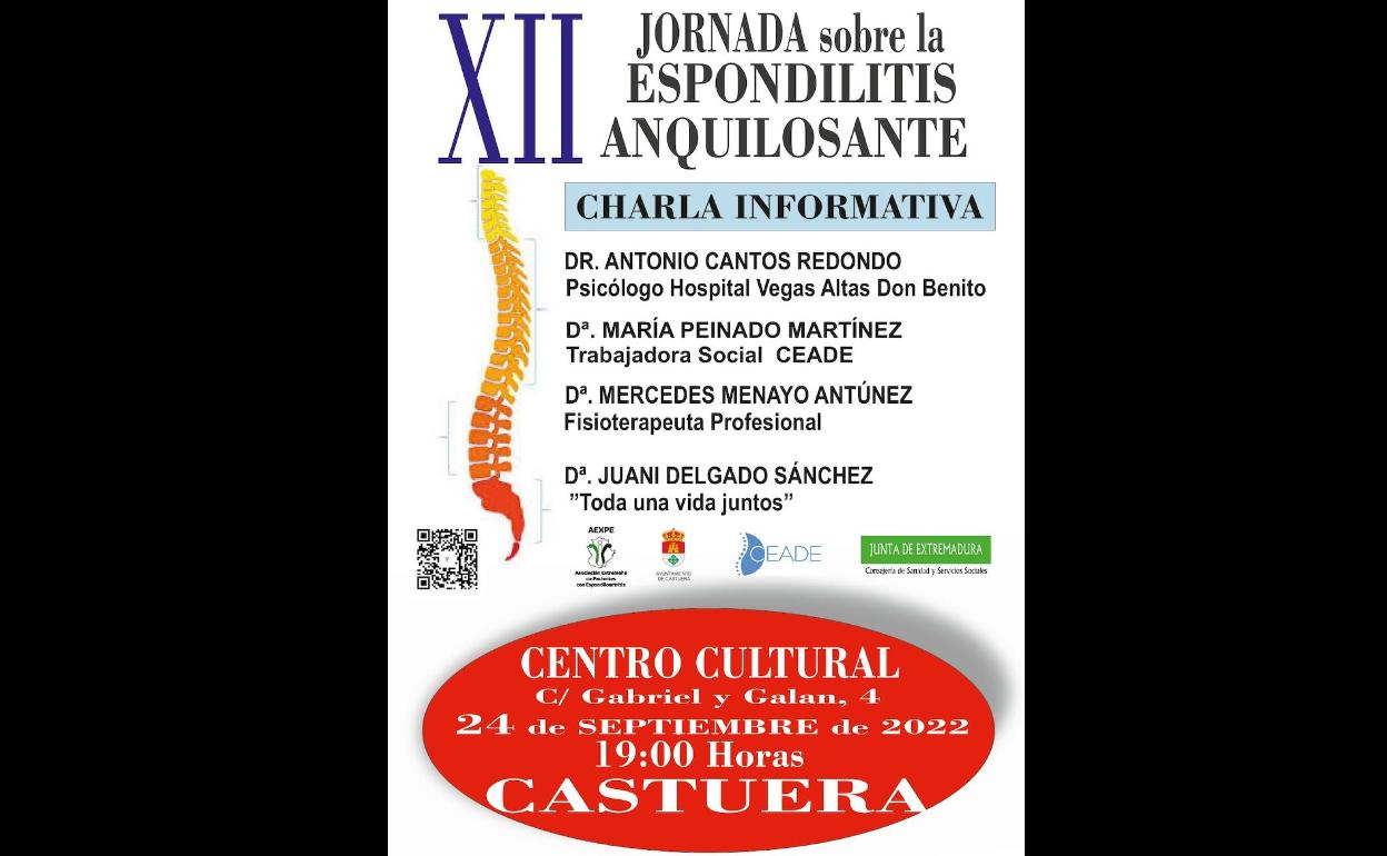 Jornada sobre 'Espondiloartritis' el sábado 24 de septiembre en el Centro Cultural