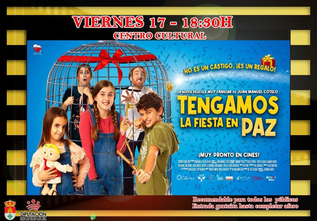 El auditorio del Centro Cultural acoge este viernes 17 de marzo la proyección de la película «Tengamos la fiesta en paz»