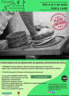 Cartel anunciador del curso de elaboración de queso de oveja