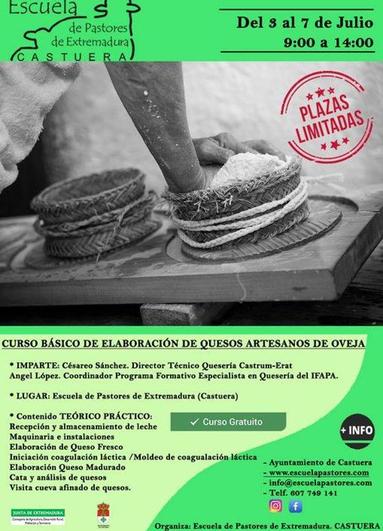 Cartel anunciador del curso de elaboración de queso de oveja