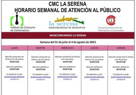 Horario de Atención al público del CMC La Serena
