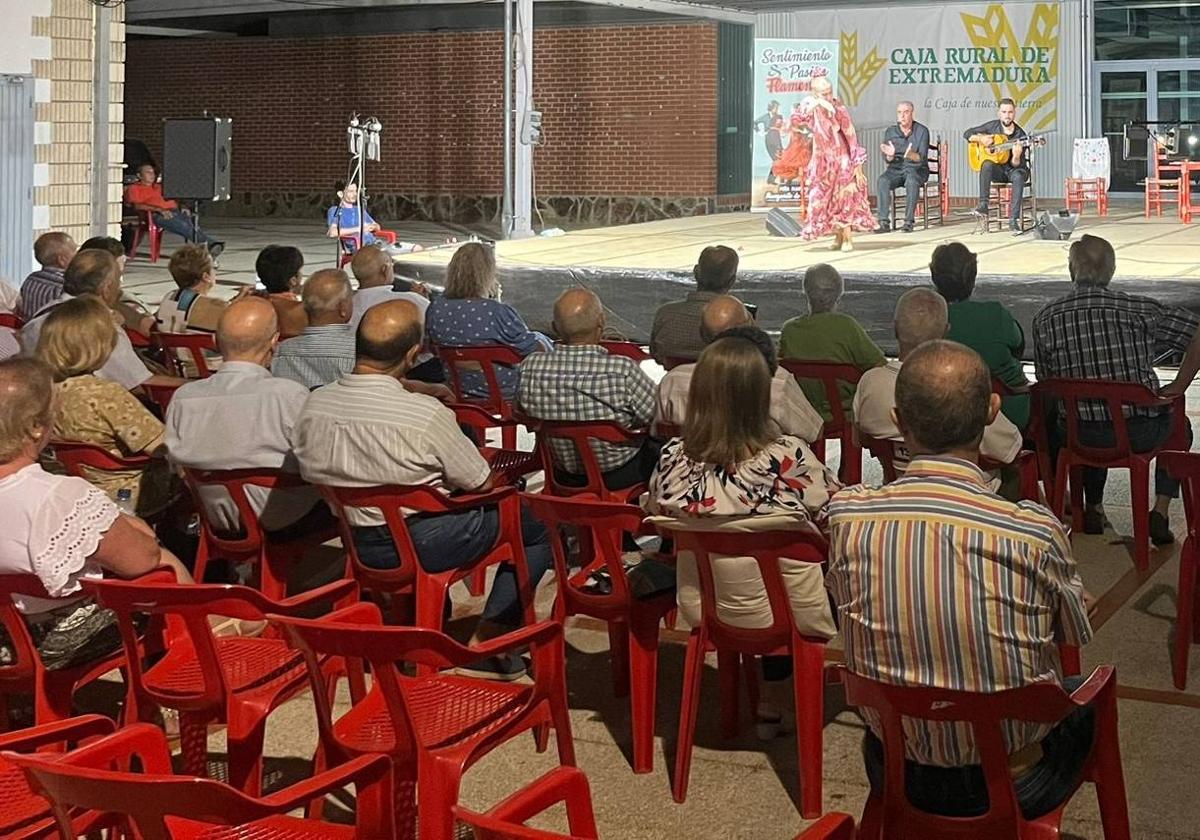 La bailaora Manuela Sánchez y su cuadro flamenco en plena actuación.