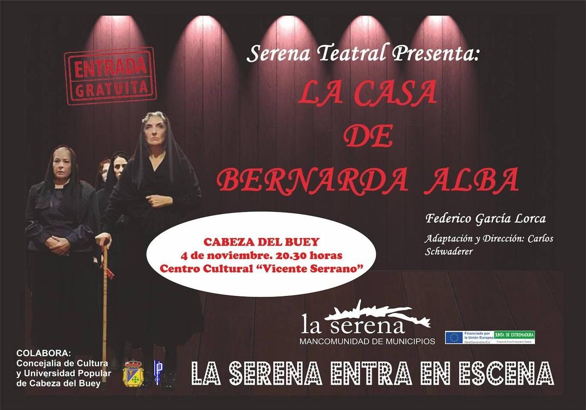 La compañía Serena Teatral lleva a Cabeza del Buey la obra «La Casa de Bernarda Alba»