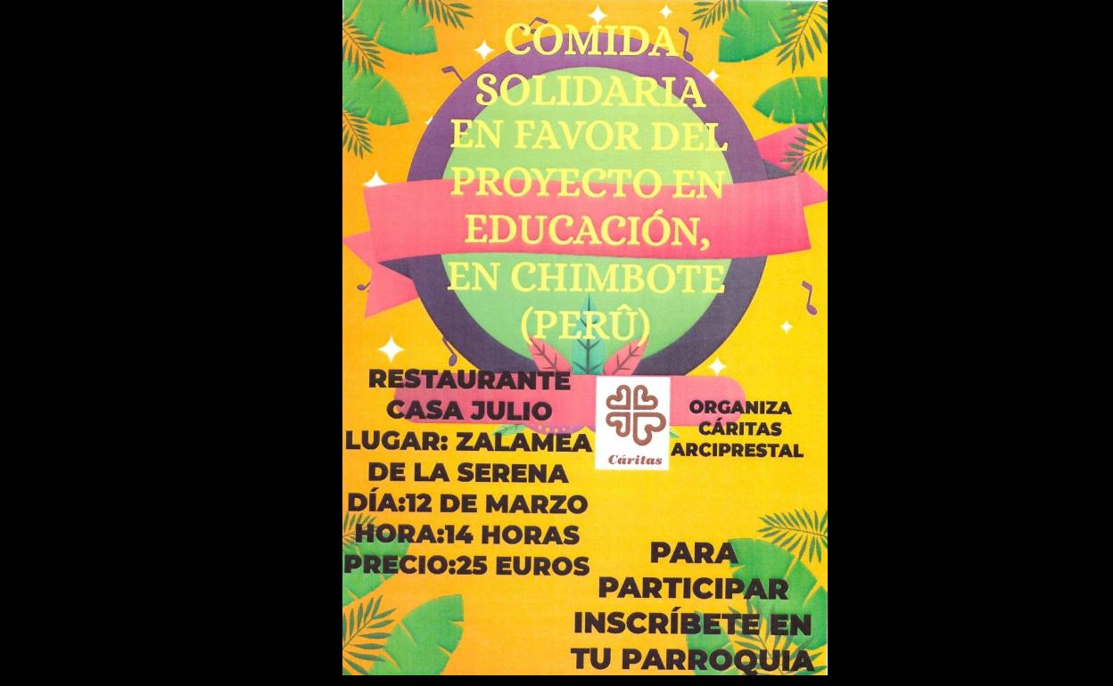 Caritas organiza una comida solidaria a beneficio de un proyecto de educación en Chimbote (Perú)