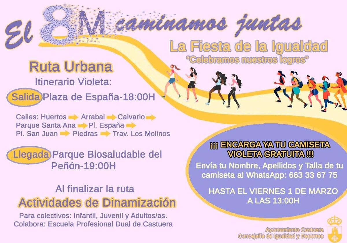 El 8M en Castuera reivindica la igualdad de género con la Ruta Urbana «El 8M camínanos juntas»