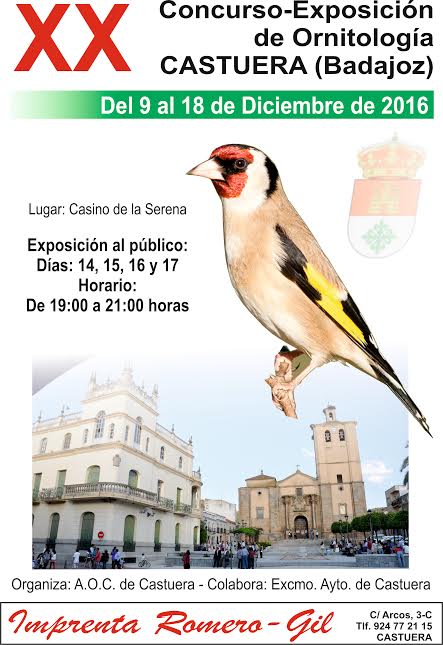 Castuera acogerá el XX Concurso Exposición de Ornitología