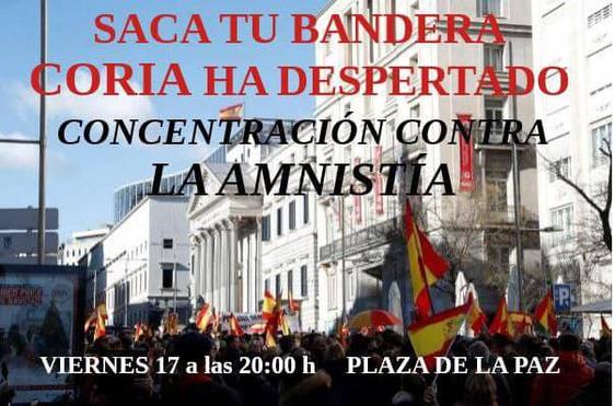 Convocan una concentración contra la amnistía en Coria
