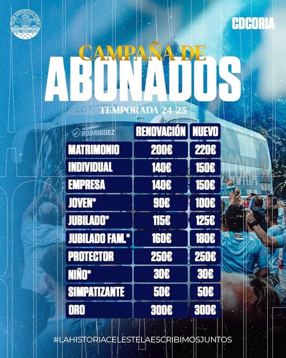 El Club Deportivo Coria lanza la campaña de abonados para la Temporada 2024-2025