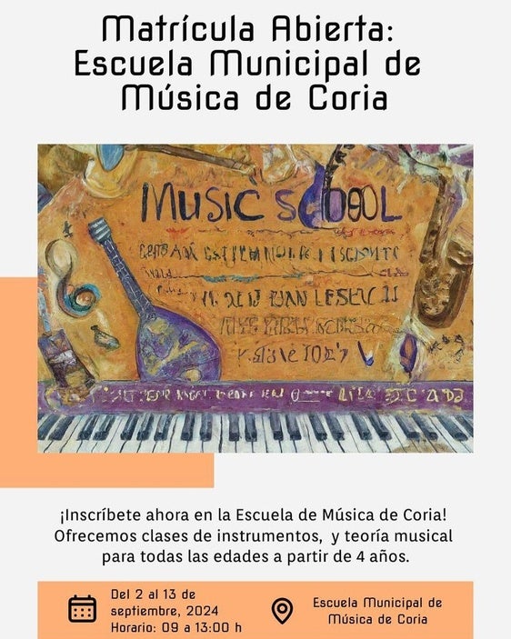 Abierto el plazo de matrícula en la Escuela Municipal de Música para el curso 2024-2025