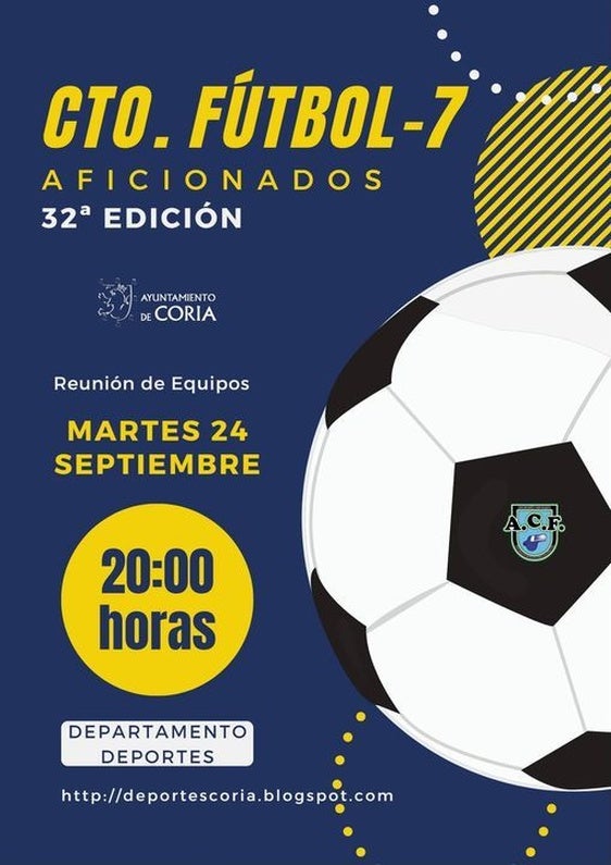 Convocatoria para la 32ª Edición del Campeonato de Liga Local de Fútbol-7 «Aficionados» en Coria