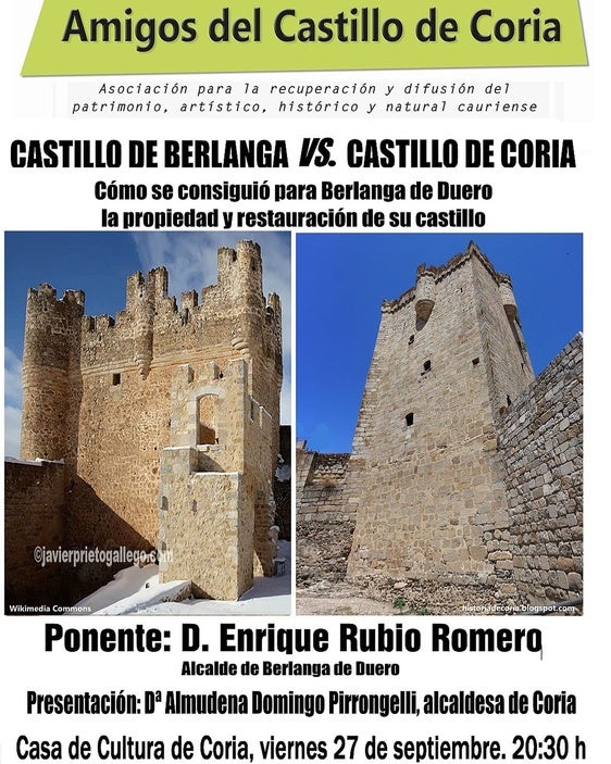 Exitosa conferencia en Coria destaca la restauración del Castillo de Berlanga y su comparación con el Castillo local
