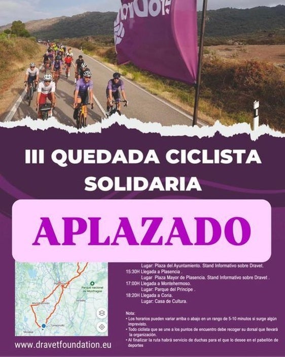 Aplazada la III Quedada Ciclista por el Dravet