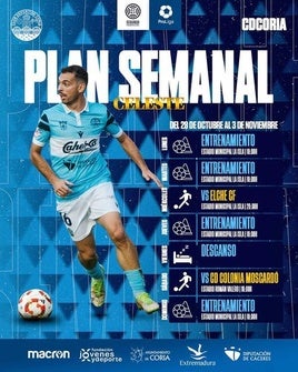 Plan semanal del CD Coria.
