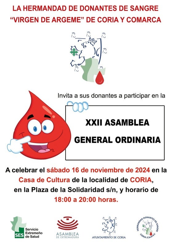 La Hermandad de Donantes de Sangre celebrará la XXII Asamblea General con distinciones especiales