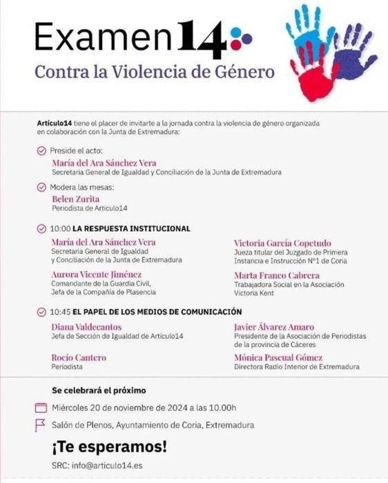 Coria acoge la jornada «Examen14» contra la violencia de género