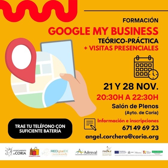 Coria organiza formación gratuita en Google My Business para comercios locales