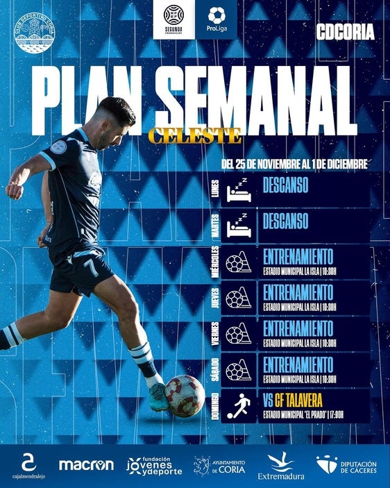 El CD Coria publica su plan semanal: próximo reto, CF Talavera