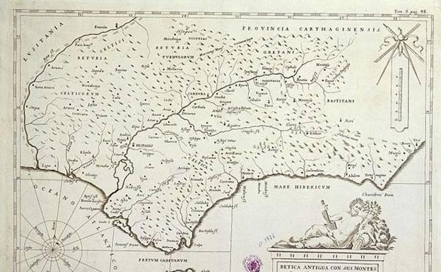 Mapa de la Bética donde aparece Nertóbriga. 