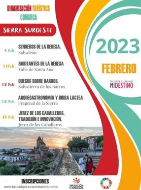 Imagen principal - Del 4 al 25 de febrero tendrá lugar el Programa de Dinamización Turística de la comarca de Sierra Suroeste