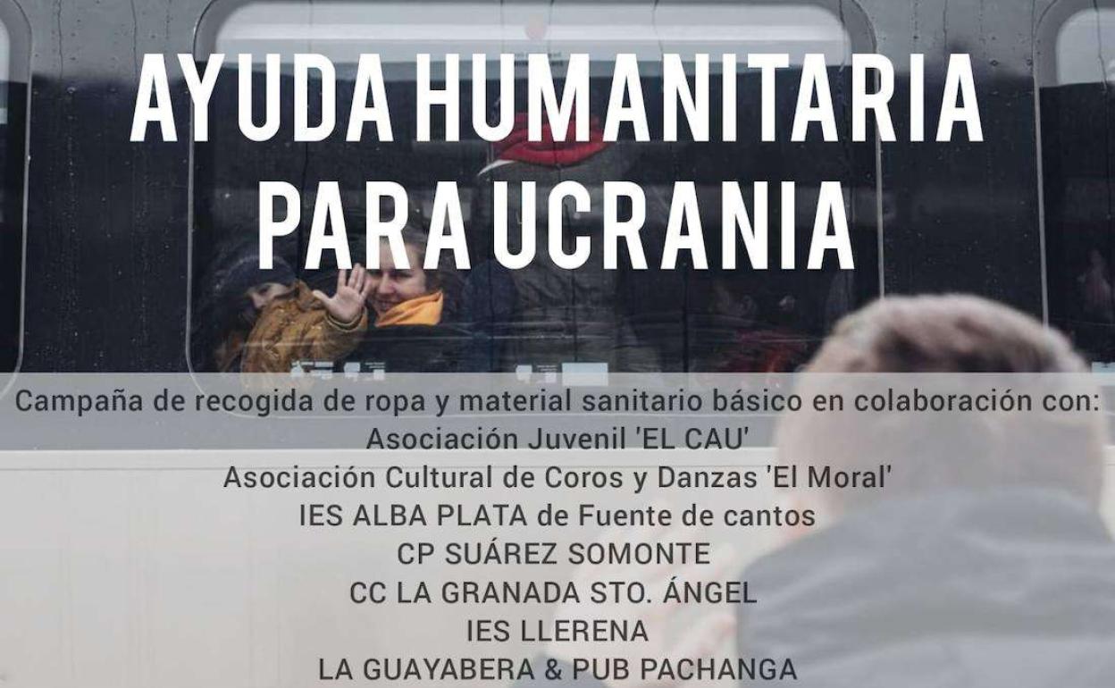 Cartel informativo recogida ayuda humanitaria Ucrania