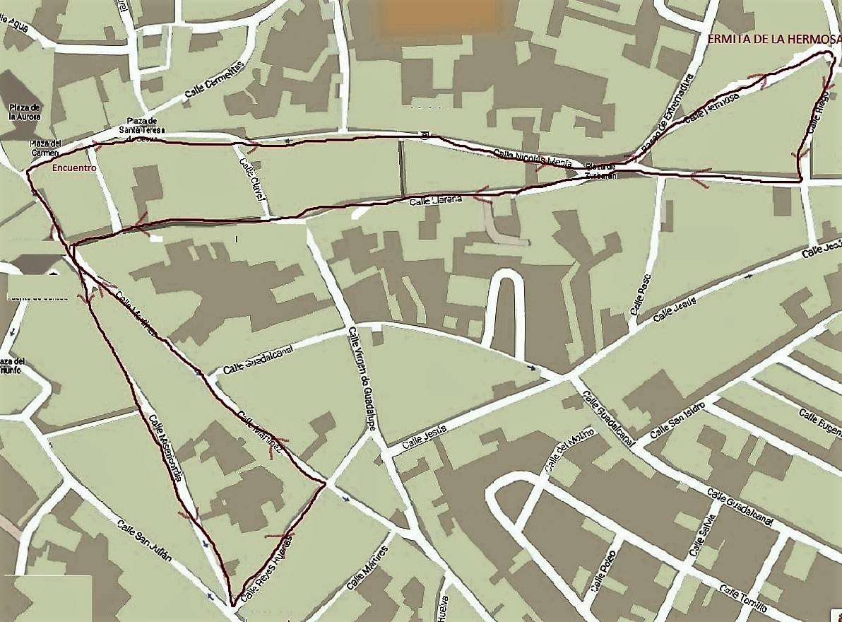 Recorrido de la procesión de hoy. 