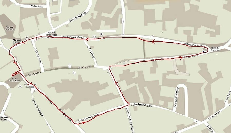 Recorrido de la procesión del Santo Entierro. 