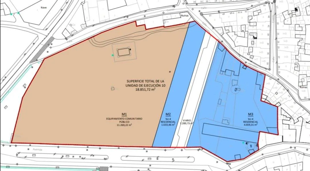 Plano de situación de la zona donde se hará el nuevo vial.