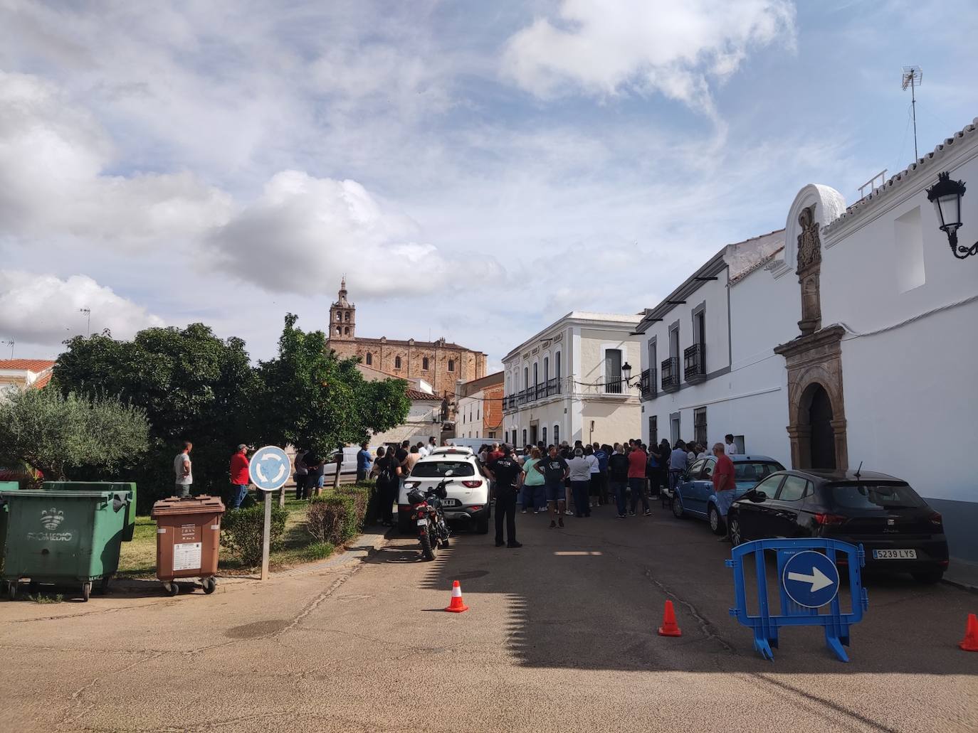 Plaza Vieja de Guareña donde se produjo el accidente laboral esta mañana.