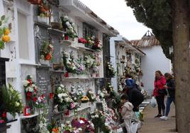 Nichos llenos de flores en honor y memoria de los fallecidos.