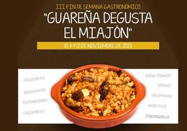 Cartel anunciador del fin de semana gastronómico en Guareña.