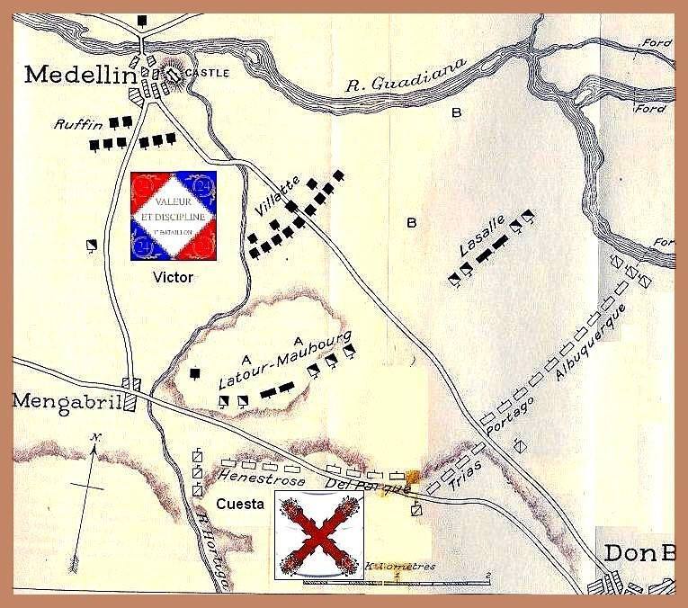 Ilustración de la batalla contra los franceses en los alrededores de Medellín.
