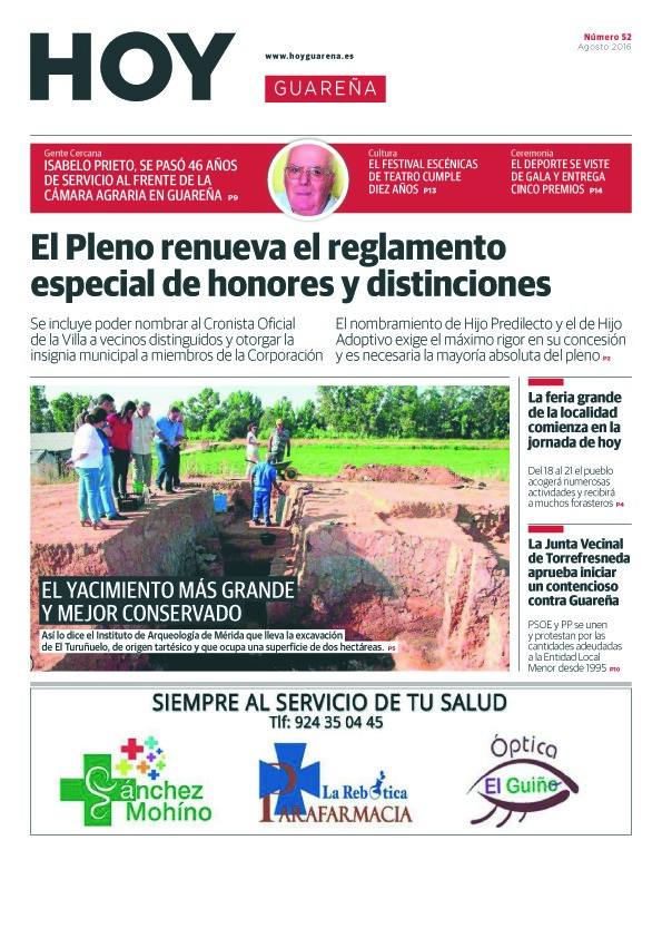 Portada del HOY Guareña, número 52, correspondiente al mes de agosto del año en curso.