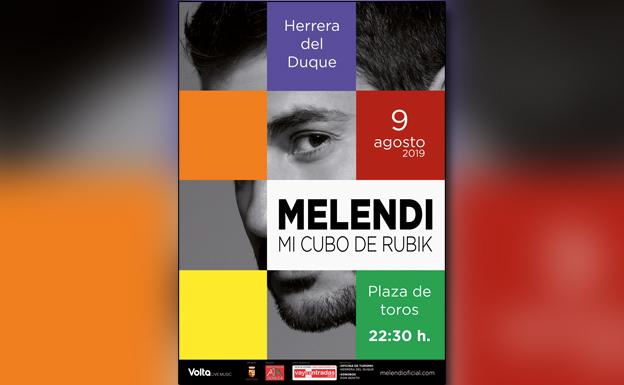 Cartel de la gira de Melendi y de su actuación en Herrera del Duque. 