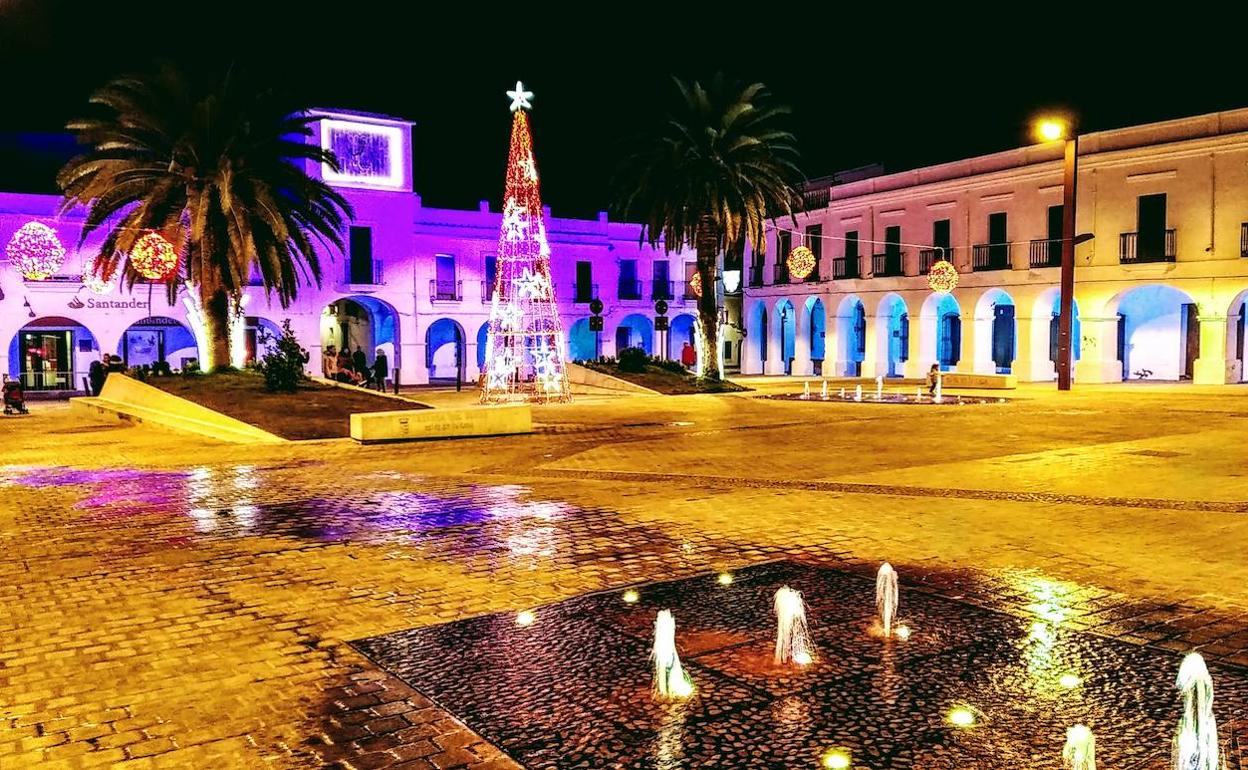 Iluminación navideña en la Plaza de España de Herrera del Duque